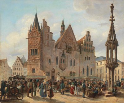Market Square of Breslau with Town Hall by J. H. Bondras